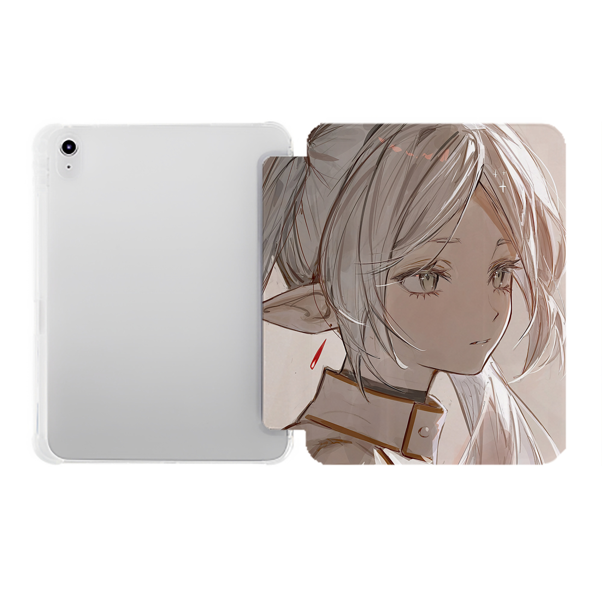 （画像用） 葬送のフリーレン Frieren IPad ケース ペン収納付き 三つ折りスタンド PUレザー×シリコン 対応機種9.5/10.5/10.9インチ